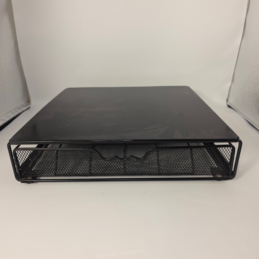 Coffee Pod Drawer Monitor Stand OS Black Good Metal Mesh Organizer